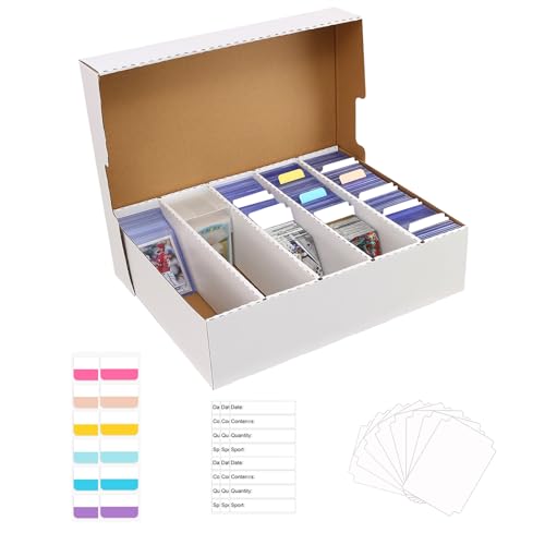 Sports Card Box 5 Row 3200 Count,Cardboard Card Storage Box with Divider Bulk Card Storage Baseball Card Boxe,Sports Cards Storage Box for Card Game Storage Box for PKMN/TCG/Magic/Mtg(1Pack) - size: Large-1Pack