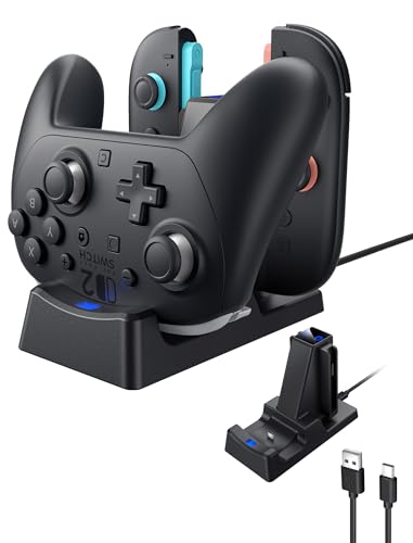 3 in 1 Charging Dock for Nintendo Switch 2 JoyCon and Pro Controller, WEOTOO Controller Charger with LED Indicator Space-Saving Storage Stand Accessories for Switch2 (2025)-gery - color: Grey