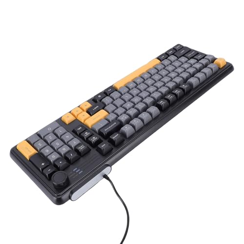 Wired Gaming Keyboard, RGB Backlit Membrane Keyboard, Ultra Compact Ergonomic with Knob, Silent Anti Ghosting Keys & PBT Keycaps, Ideal for PC Laptop