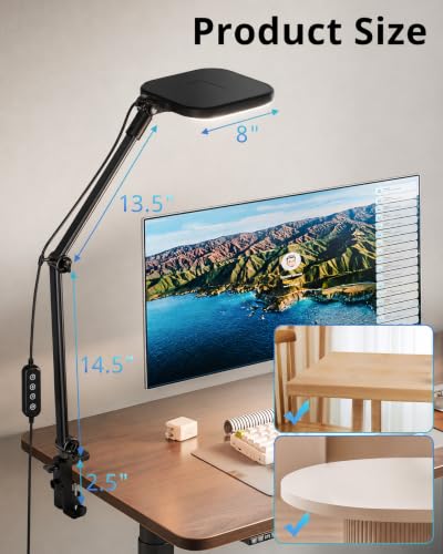 UBeesize Streaming Light, 8" Light for Desk with C-Clamp and Multi-Angle Adjustable Arm, Streaming Light for Home Office, Zoom Meetings, Video Conferencing, Gaming, Recording, and Live Streaming