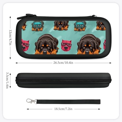 PPIKTC Portable Hard Shell Case Compatible with Nintendo Switch, Travel Carrying Storage Bag with 15 Game Cartridges, Cute Rottweiler Puppy Farm Dog Lazy Animal - color: Design (206)