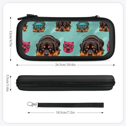 PPIKTC Portable Hard Shell Case Compatible with Nintendo Switch, Travel Carrying Storage Bag with 15 Game Cartridges, Cute Rottweiler Puppy Farm Dog Lazy Animal - color: Design (206)