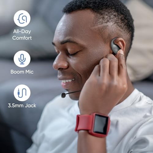 Middle Rabbit S6 Open Ear Earbuds with Mic, Wired Open Ear Headphones for PC Computer Laptop, Over The Ear, Ear Hook, Inline Control, Perfect for Calling, Online Meeting, Call Center, 3.5mm Jack
