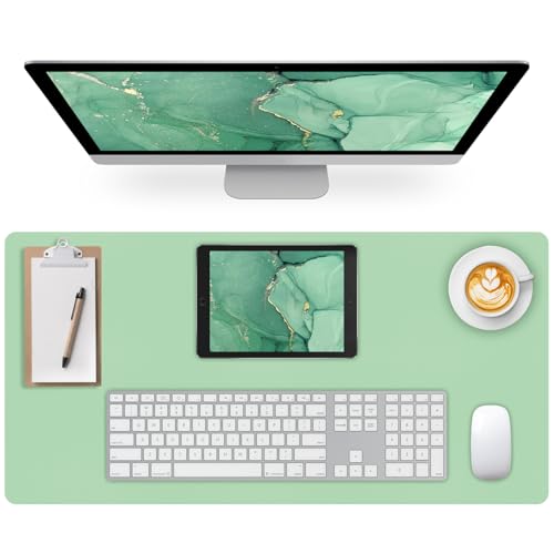 Desk Pad Mat, Leather Green Desk Mat for Desktop, Computer Desk Mouse Pad Non-Slip, Waterproof Keyboard Mat Green Desk Accessories for Office/Home, 23.6" x 13.7" - color: Green, size: 23.6" x 13.7"