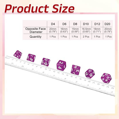 uxcell Polyhedral Dice Set, 7 Pcs Acrylic Dice for Role Playing Table Games Tabletop Gaming Accessories, Pearl Pattern Rose Red - color: Pearl Pattern Rose Red