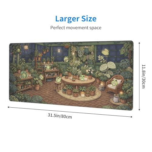 Cute Frog Gaming Mouse Pad Extended Large Mouse Mat 31.5 X 11.8 Inch Nonslip Rubber Base Long Desk Pad Stitched Edges Mousepad Mice Pad for Office Home Game - color: Cute Frog