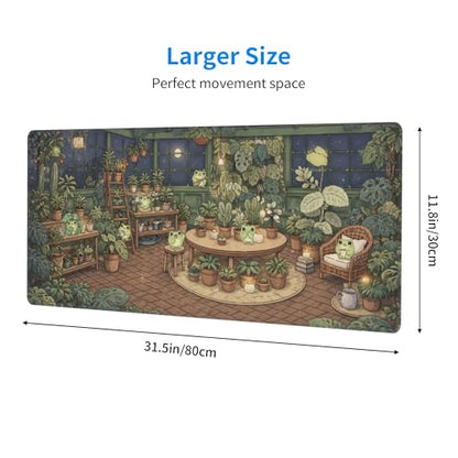 Cute Frog Gaming Mouse Pad Extended Large Mouse Mat 31.5 X 11.8 Inch Nonslip Rubber Base Long Desk Pad Stitched Edges Mousepad Mice Pad for Office Home Game - color: Cute Frog