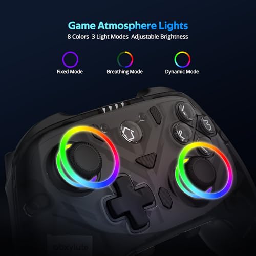C8 PC Controller - Wireless Bluetooth Gamepad - Hall Effect Joystick RGB Backlit - 1000Hz Polling Rate -Dual Vibrate Macro Buttons for PC, Switch, Switch 2, Steam Deck, Android, iOS, MAC &Tesla Charging Dock - color: Black Transparent