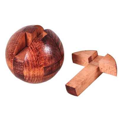 Wooden Brain Teasers Puzzle Handmade Big Wooden Puzzle Magic Ball Toy Intelligence IQ Games 3D Sphere Puzzles for Kids and Adults (Coffee) - color: Coffee