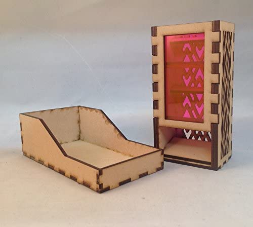 Mini Dice Tower and Tray v4 Neon Pink Acrylic Window Laser Cut MDF Unique Gift