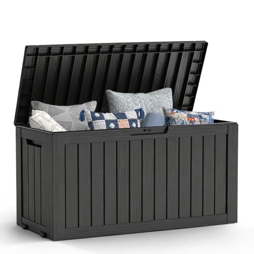 Mars Villa Deck Box, Outdoor Storage Box Waterproof, 72 Gallon, Black | Weatherproof, UV Resistant, Resin, Lockable, for Patio Furniture Cushion, Garden Tool, Poolside Supply, Outside Storage Bin - color: Black, size: 72 Gallon