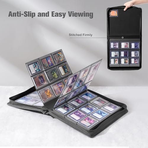 ProCase Top Loader Binder, 9 Pocket Holds 324 Toploaders, Black | Non-PVC Pockets Waterproof PU Leather Binder for Trading Cards or Sports Cards, Compatible with TCG, MTG in 3"x4" Toploader - color: 2-Black