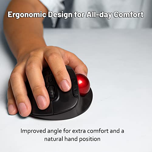 J-Tech Digital Wireless Trackball Ergonomic Mouse w/Free & Easy Thumb Control | DPI Adjustment, Precision Tracking, Multi-System Compatibility with PC, Laptop, Windows, Mac [V728] - size: Wireless Trackball Ergonomic Mouse