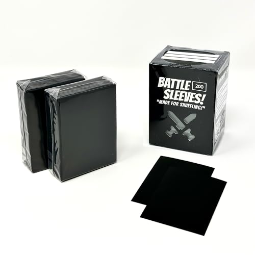 Battle Sleeves! Semi Matte for Standard Sized Trading Cards | Super Easy to Shuffle! | 200 Count | Black - color: Black