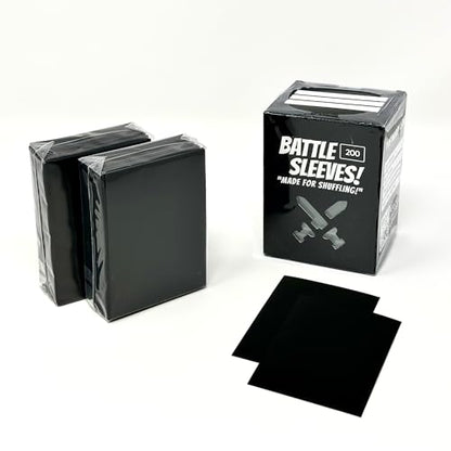 Battle Sleeves! Semi Matte for Standard Sized Trading Cards | Super Easy to Shuffle! | 200 Count | Black - color: Black