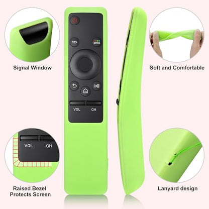 (2 Pack) Cover for Samsung Remote Silicone Protective Case Compatible with Samsung TV Remote Control Cover BN59 Series Glow in The Dark Remote Skin Sleeve - color: Glow blue & Glow green