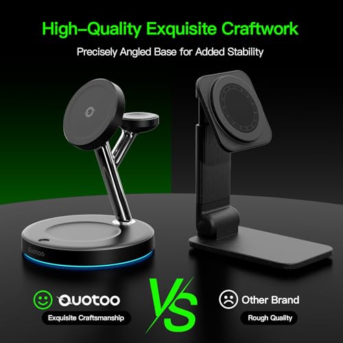 【Adjustable Blue Ambient Light】 Wireless Charger 3 in 1 for iPhone, Magnetic Charging Station for Apple Family,15W Fast MagSafe Charger Stand,for iPhone17-12-iWatch AirPods Series - color: Black