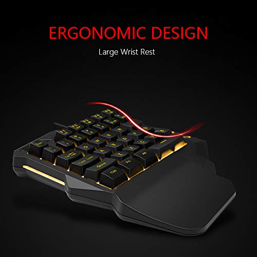 RedThunder One-Handed RGB Gaming Keyboard and Mouse Combo, 35 Keys Mini Gaming Keypad, 6400 DPI Mouse, Portable Game Controller for PC Gamer