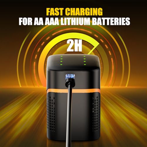 4 AA and 4 AAA Rechargeable Lithium Batteries with 8 Slot Li-ion Charger | 3400mWh Double A,1100mWh Triple A High Capacity,1.5V Constant Output, with Fast Battery Charger Storage Case - color: 4AA+4AAA+Charger