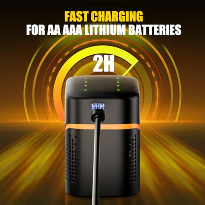 4 AA and 4 AAA Rechargeable Lithium Batteries with 8 Slot Li-ion Charger | 3400mWh Double A,1100mWh Triple A High Capacity,1.5V Constant Output, with Fast Battery Charger Storage Case - color: 4AA+4AAA+Charger