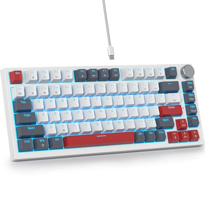 Guffercty kred 75% Percent Mechanical Keyboard with Knob, Gasket Mouted Wired TKL Gaming Keyboard 75 Percent Hot Swappable Programmable for Windows Laptop PC Gamer（82 Grey） - color: GASKET 82 Grey