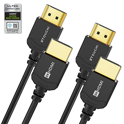 Stouchi Ultra Thin HDMI Cable(3.3FT/2 Packs), [Certified 48Gbps] 8K Ultra High Speed HDMI® Cable 8K@60Hz 4K@120Hz, eARC, HDR, Dolby Atmos/Vision Compatible with PS5/Xbox/Roku TV/Gaming Monitors | 3.3FT/2 Packs 8K@60Hz 4K@120Hz, eARC, HDR, Dolby Atmos/Visi