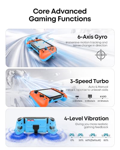 OIVO VGA DESIGN Switch Controller Handheld for 1/2/OLED, Ergonomic Grip Stretch Joypad for SW Console, Wireless Controller with TMR Joysticks, RGB Lighting, Turbo, 4 Macros & Card Slot - color: Orange & Blue