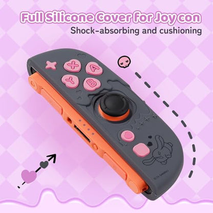Kuitmor Silicone Protective Shell Compatible with Joy con of Switch 2, Soft Silicone Cover Case, Anti-Scratch Protective Case for Switch 2025 Controllers (Black Kuromi)