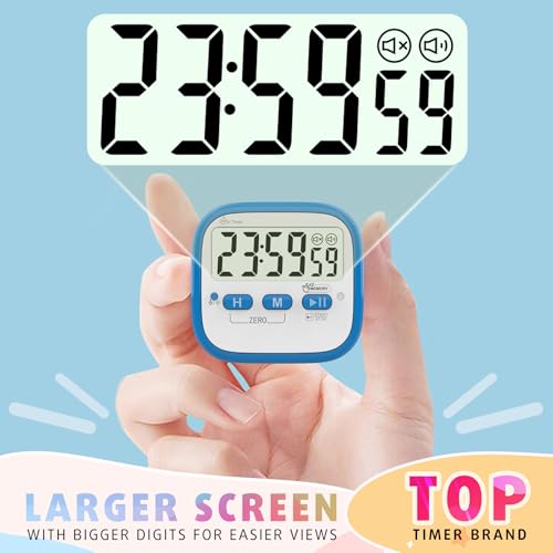 AyayaBoss 2-Pack Magnetic Kitchen Timers for Cooking, Digital Stop Watch Countdown Timer for Kids, Teachers, Classroom, Office, Exercise - Battery Included - color: Digital Timer 2 Pack - Blue
