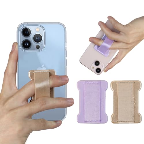 Universal Phone Grip for Smartphones - Phone Holder for Hand for Back of Phone - Wireless Charging Compatible (Purple Gold) - 2PC - color: Purple Gold