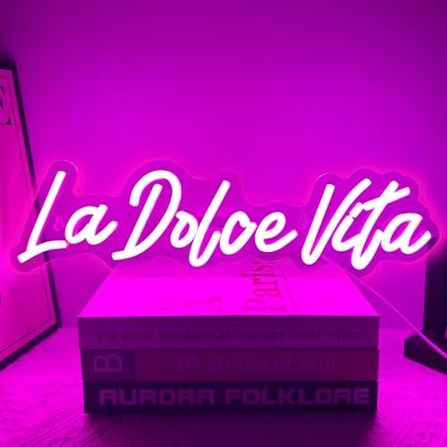 La Dolce Vita Neon Signs for Wall Decor Personalised Neon Lights Sign for Wedding Party Birthday Gift Neon Signs, Beautiful LED Neon Lights for Home Decor Girls Room - color: C-LaDolceVita