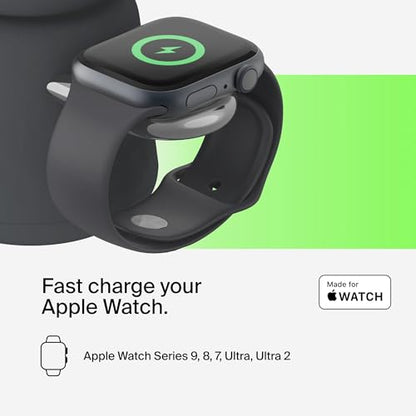 Belkin Qi2 15W Wireless Charging Dock, 2 in 1 Fast iPhone Charger | iPhone 17/16/15/14/13, AirPods, Qi2-enabled devices compatible, power adapter included, desk dock - color: Black, style: Latest Gen