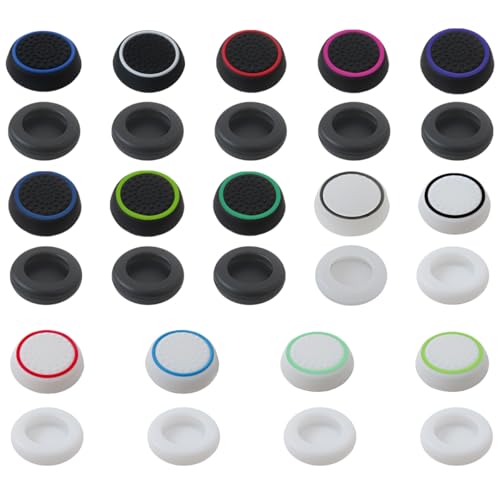 Update Compatible with 15 Pairs Thumb Grips Silicone Analog Stick Covers Thumbstick Controller Replacement Joystick Cap for PS4 PS3 PS2 Xbox One Xbox 360 Wii U, New Version