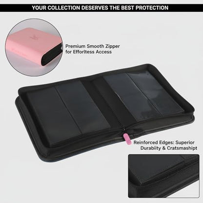 336 Card Binder, 4-Pocket Zipper Binder for Trading Cards, Side Loading Water-Resistant Album for MTG, TCG & Sports Cards (Pink) - color: Card Binder 4 Pocket Pink