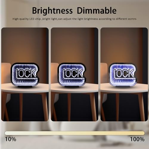 Lock Infinity Mirror Tunnel Light Neon Signs for Wall Decor,Dimmable Game Neon Light for Gamer,Usb Powered Gaming Lights for Man Cave Bedroom Game Room Bar Birthday Gifts(9.8 * 11.8 In)