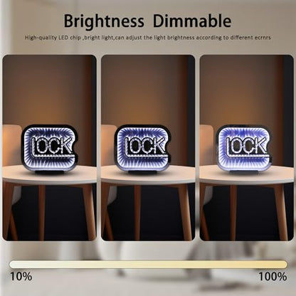 Lock Infinity Mirror Tunnel Light Neon Signs for Wall Decor,Dimmable Game Neon Light for Gamer,Usb Powered Gaming Lights for Man Cave Bedroom Game Room Bar Birthday Gifts(9.8 * 11.8 In)