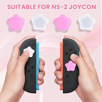 NANANINO PS5 Thumb Grips, Switch Pro, PS4, Xbox Controllers, 4-Pack, Clear | PS5 thumb grips with sweat-resistant silicone for Switch 2, Switch Pro, PS4 and Xbox controllers, ergonomic 4-pack - color: Clear