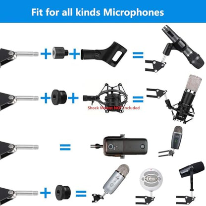 Upgrade Mic Wall Mount,Microphone Boom Arm Wall Stand Holder for Logitech Blue Yeti,Razer,HyperX,Shure,Rode Mic Broadcasting, Voice-Over Sound,Streaming and Recording-booth