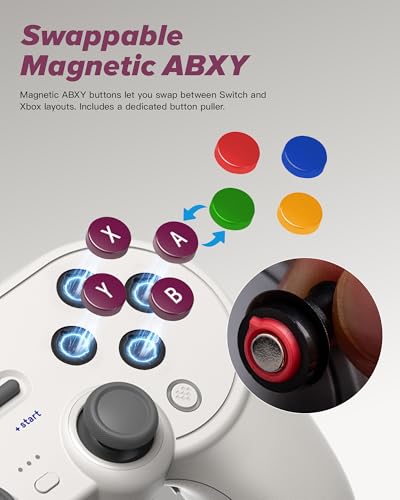 8Bitdo Pro 3 Bluetooth Controller with TMR Joysticks (G Classic) | Swappable ABXY Buttons, Pro Back Buttons, Hall Triggers, Charging Dock, for Switch/Switch 2, Windows, Apple, SteamOS, Android - color: G Classic, size: Pro 3