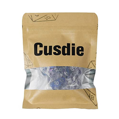 Cusdie 7-Die DND Dice, Polyhedral Dice Set Filled with Eyeball, for Role Playing Game D&D Dice (Purple Eyeball) - color: Purple Eyeball