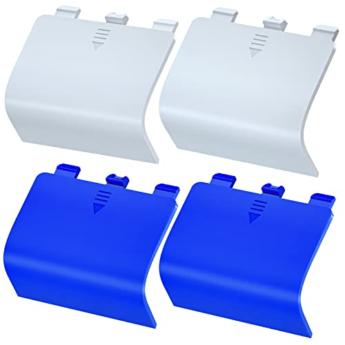 Battery Cover for Xbox Core Controller, Replacement Back Door Lid for Xbox Series X/S, Battery Caps Shell Repair Part for Wireless Controller Remote Pack of 4 (Blue +White)