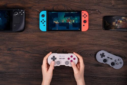 8BitDo SN30 Pro Bluetooth Controller, Hall Effect Joystick Update, Compatible with Switch, PC, macOS, Android, Steam Deck & Raspberry Pi (Gray) - color: Gray Edition