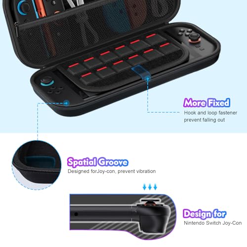 Omivine Carrying Case for Nintendo Switch 2 (2025), Protective Hard Shell Travel Carry Case for Switch 2, Portable Slim Storage Bag hold 12 Game Card with Pocket for Console and Accessories