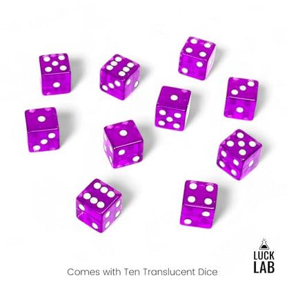 Luck Lab 10 Piece 19 mm Dice Pack - Acrylic and Translucent D6 Dice, Square w/Rounded Edge for Casino, Craps, RPG MTG DND Dice Table Games and Board Games (Purple) - color: Purple