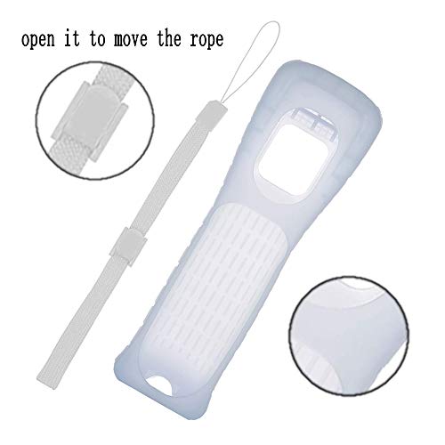 2X Wii Silicone Case Cover with Wrist Strap for Wii Remote Controller (White) - color: White