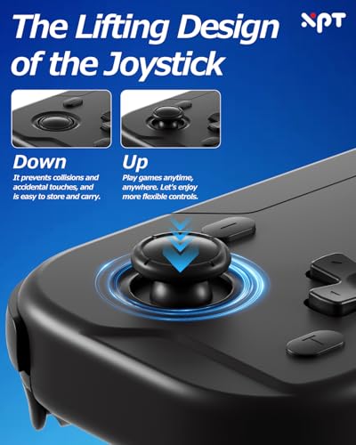 XPT Portable Mini Controller for Switch 2/1, PC, iOS, Android,Steam Deck | 5.0 Wireless Bluetooth,Wired Gamepad, Liftable Joystick, 1000Hz Polling Rate,Turbo, 6-Axis Gyro, HD Vibration,Wake-Up(Black) - color: black