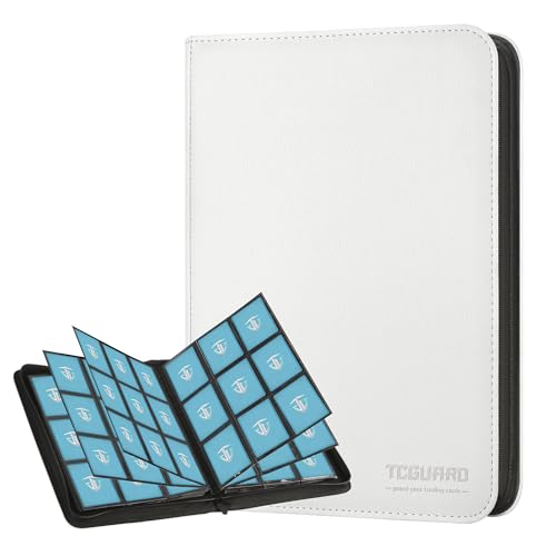 Trading Card Binder, 9 Side Loading Pocket Card Album Hold Up to 540 Cards, Zipper Binder for Cards Collection, TCG Card Holder for Game Card, Sports Card, Yugioh, MTG etc. (White) - color: White