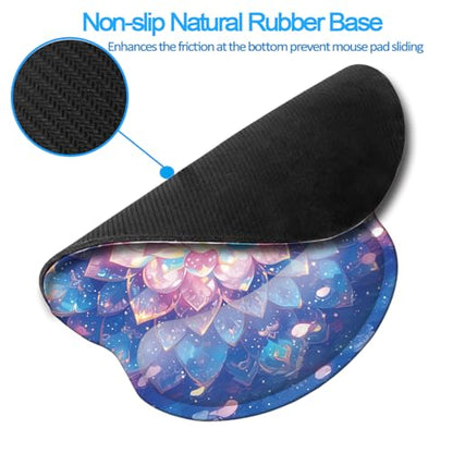 Ergonomic Memory Foam Wrist Support Mouse Pad Comfortable Padded Wrist Mousepads 9in X10in Pain Relief Desktop Mouse Mat (Beautiful Mandala Foam) - color: Beautiful Mandala Foam