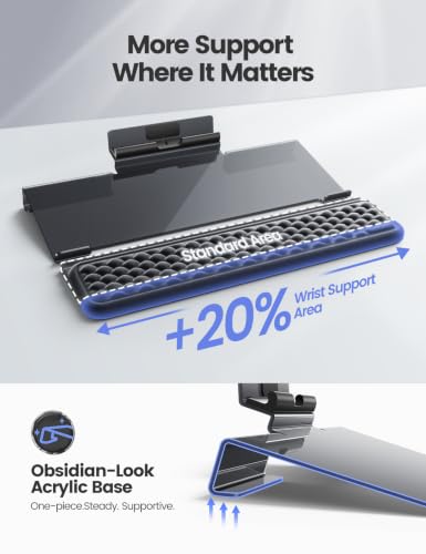 Vaydeer Wrist Rest with Keyboard Stand and Phone Holder, Keyboard Riser with Wrist Support, Ergonomic Computer Phone Stand Typing Cushion for Desk, Tilted Lifter Tray Set Office Home Gaming Acrylic - style: Keyboard Phone Stand & Wrist Rest