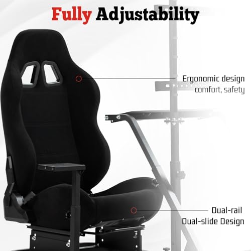 Supllueer Racing Simulator Cockpit with TV Mount and Gaming Seat Fit for Logitech GPRO G920 G923, for Thrustmaster T128 T300, Sim Driving Stand Without Steering Wheel/Pedal/Shifter/TV